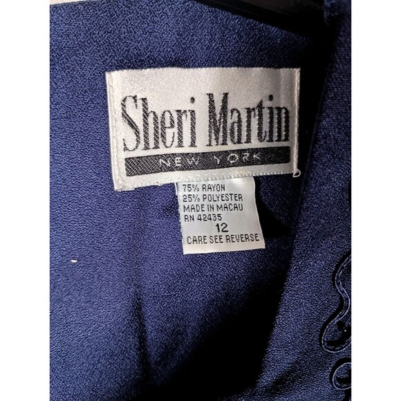 Sheri Martin Indigo Blue Short Sleeve Cloth Button Vintage Maxi Dress Size 12 - Picture 2 of 6